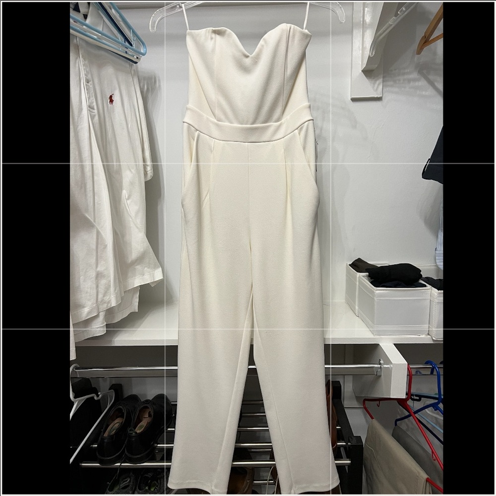 Express white strapless jumpsuit